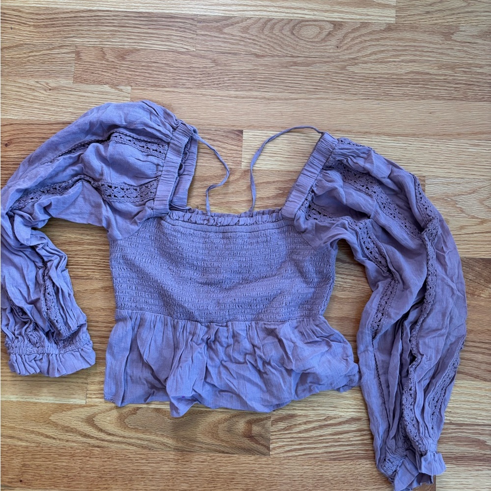 American Eagle Outfitters Purple Smocked Blouse